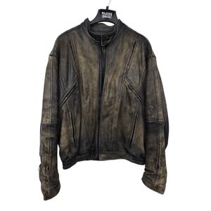 Vintage Protech Leather Jacket Mens XL Black Thinsulate Liner Heavy Distressed‎